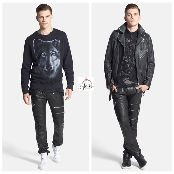 🔥DIESEL P-ZIPPS Black Leather Rocker Biker Pants - Picture 2 of 5